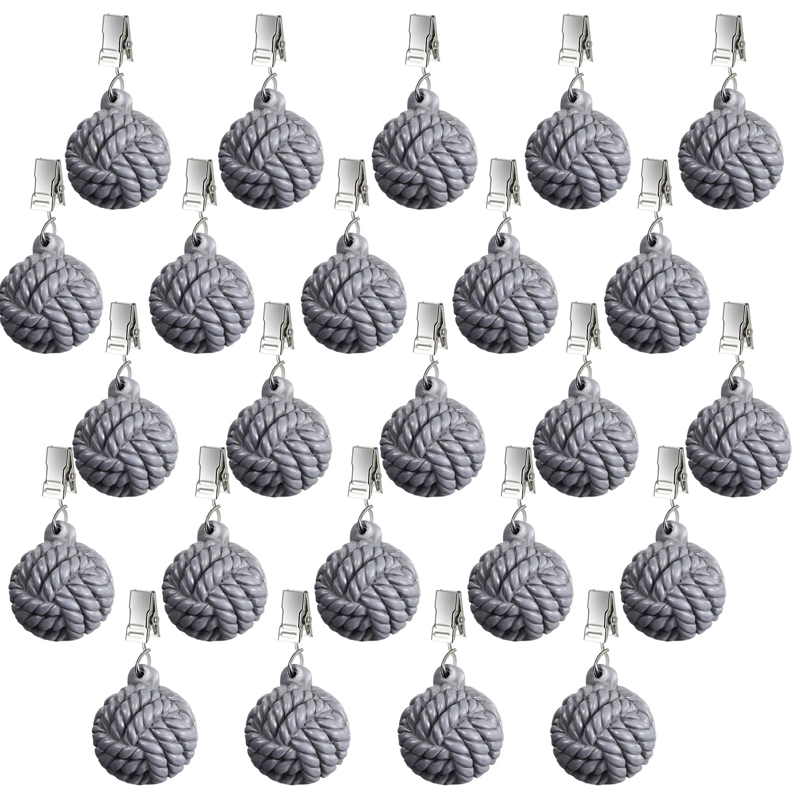 Tioncy 24 Pcs Outdoor Curtain Weights Table Cloth Weights Heavyweight Weights Ball Resin Cast Iron Cloth Holder Clip Furniture Pendant for Home Garden Wedding Party Camping Picnic (Gray)