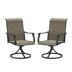 vicllax patio swivel dining chairs set of 2 outdoor chairs with armrest, textilene fabric outdoor patio chair, black frame