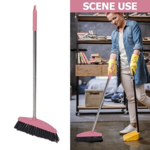 Luxshiny Indoor Broom, Stainless Steel Angle Broom with Long Handle Soft Floor Sweeping Brooms Home Cleaning Tool for Kitchen Bathroom Pet Pink