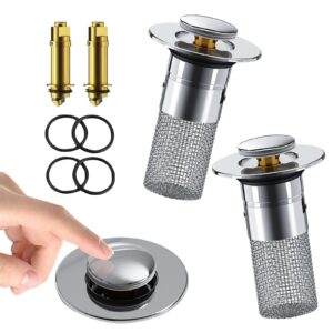 2pcs bathroom sink stopper hair catcher,removable stainless steel filter basket,sink plug hair trap universal bathtub sink drain replacement