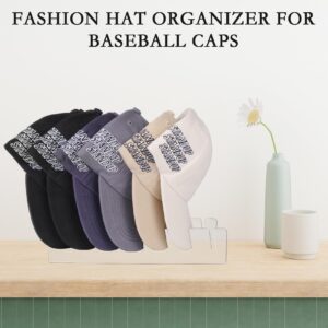 2 Pack Hat Stand for Baseball Caps, 2024 New No Install Acrylic Hat Organizer for 14 Baseball Caps, Golf Cap, Trucker Hat for Closet, Dresser, Bedroom (Clear)