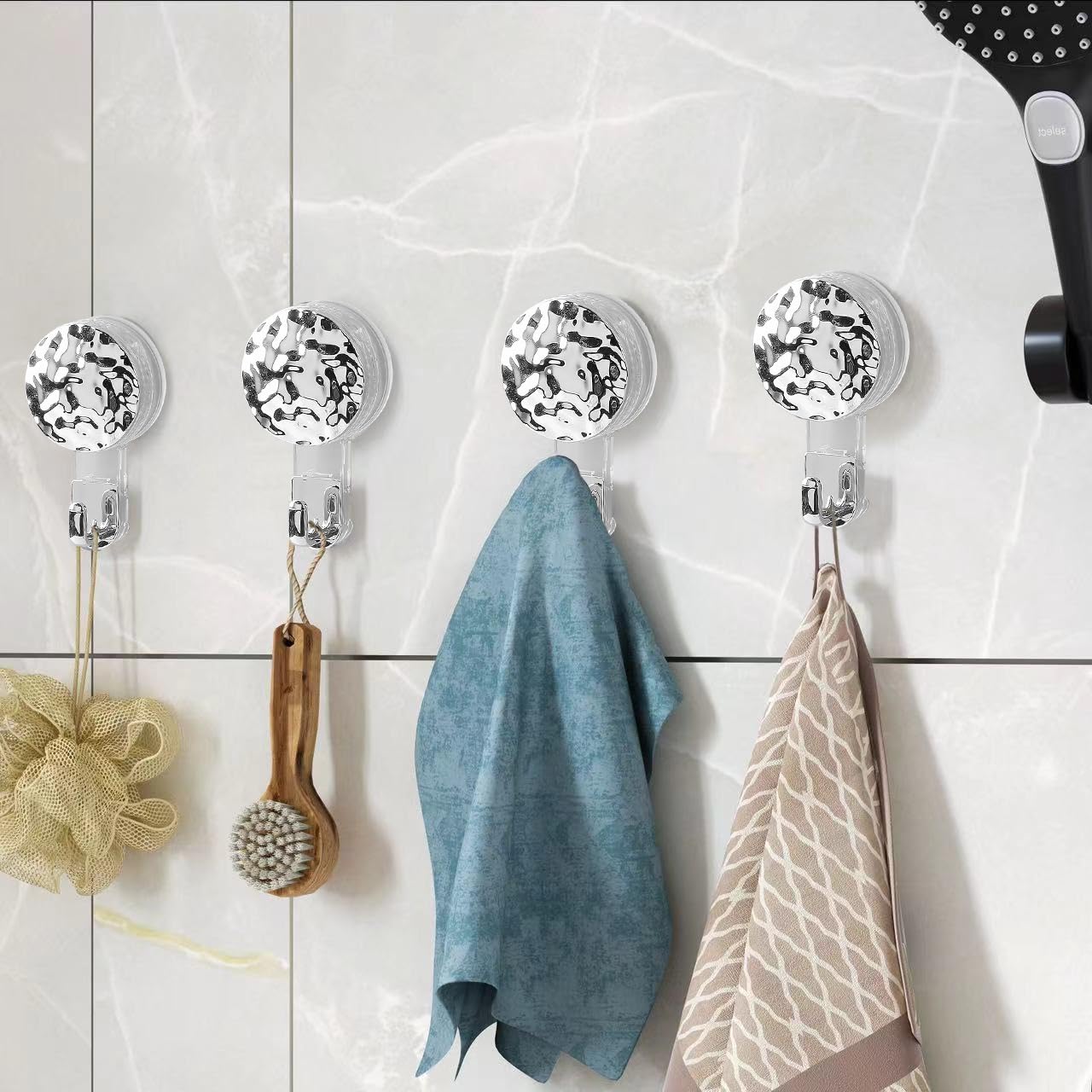 Fliverly 2 Packs Vacuum Suction Cup Hooks No Drilling Holes Easy to Install. Hooks for Bathroom,Shower Room,Living Room,Bedroom,Kitchen,Hotel, Indoor,Store, Window Glass,Removable and Reusable