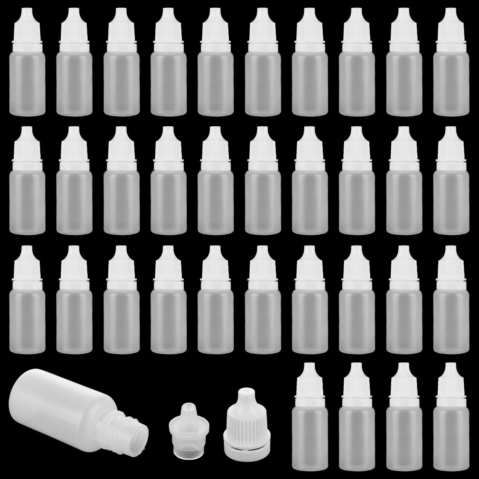 LDHHYH 200 Pack 10ml / 0.34oz Plastic Dropper Bottles With Cover & Nose Plug, White Squeezable Bottle, Empty Squeeze Bottle for Home Work Travel