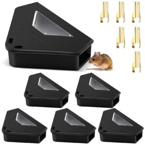 qualirey 6 pcs mouse bait station with key required mouse stations mice traps bait boxes mice station for small mice indoor outdoor, keeps children safe, bait not included