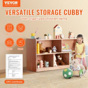 VEVOR Cubby Toy Organizer Storage Cabinet, 5-Compartment Cubby Storage Shelf, 48''W Kids Toy Storage Cabinet 2-Shelf, Classroom Cubbies, Classroom Furniture for Home, Daycare and Preschool, Natural