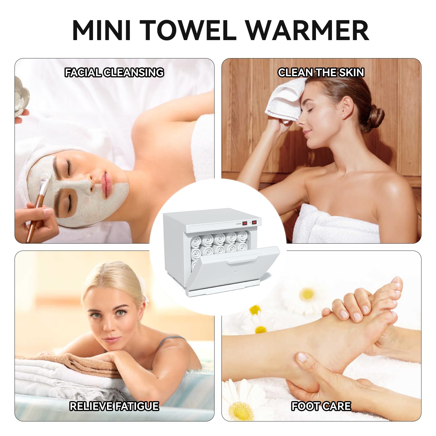 VERYTOP Hot Towel Warmer for Spa, 8.5L Small Towel Warmer Professional Mini Towel Warmer 2-in-1 Towel Heater for Facials, Towel Warmer Cabinet for Beauty Salon and Spa.(8.5L-White)