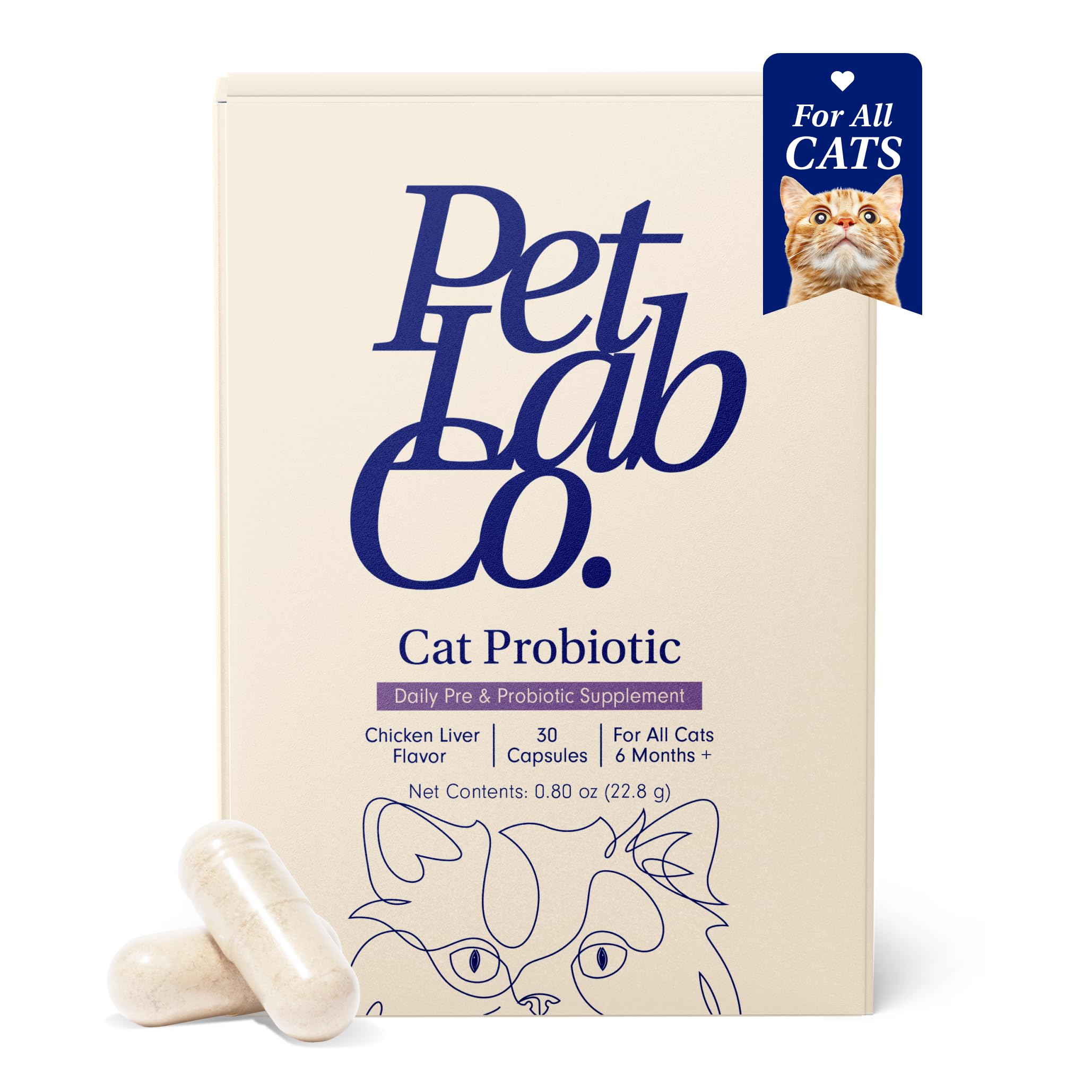 PetLab Co. Probiotics for Cats, Support Gut Health, Occasional Diarrhea, Digestive Health & Immune Support - Easy to Use - 30 Count