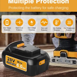 COMRGIKE Upgraded 2Pack 6.0Ah Replacement for Dewalt 20V Battery Compatible with Dewalt 20V Max Battery DCD/DCF/DCG/DCS Series Tools for Cordless Power Tools…