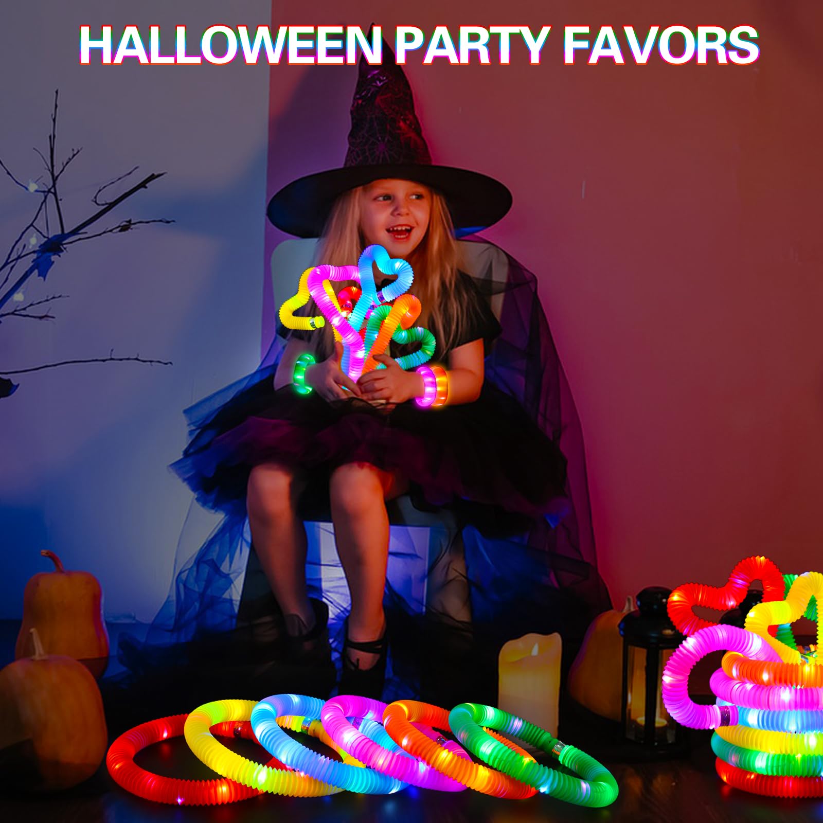 12 pcs Light Up Glow Sticks, Party Favors for Kids 4-8 8-12 Pop Tubes Glow in The Dark Party Supplies Goodie Bag Birthday Party Gifts Students Prizes Halloween Xmas Stocking Stuffers