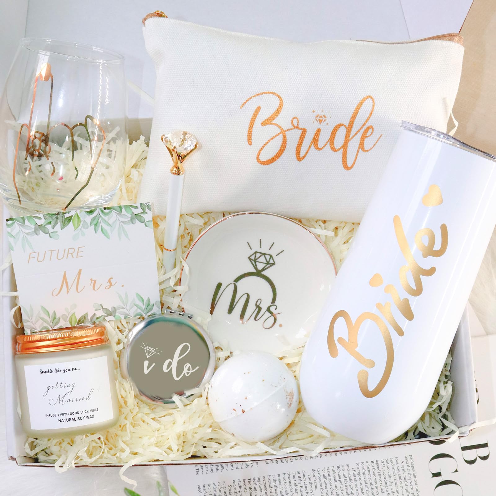 Bride To Be Gifts Box, Bridal Shower Bachelorette Gifts for Bride, Wedding Engagement Gifts for Her, Fiance Gifts for Women, Newly Engaged Bachelorette Party Favors Gifts Ideas for Future Mrs.