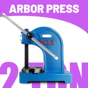 Manual Arbor Press, 2 Ton Manual Arbor Press, 8.5" Maximum Height, 57 lbs Weight Cast Iron Heavy-duty Manual Desktop Arbor Press, Precision Hand Press for Stamping, Bending, Stretching, (Blue)