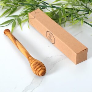 KYVANDO Traditional Olive Honey Dippers - Durable & Warp-Resistant, Preserves Honey Purity, 1pcs, 6.3 Inch