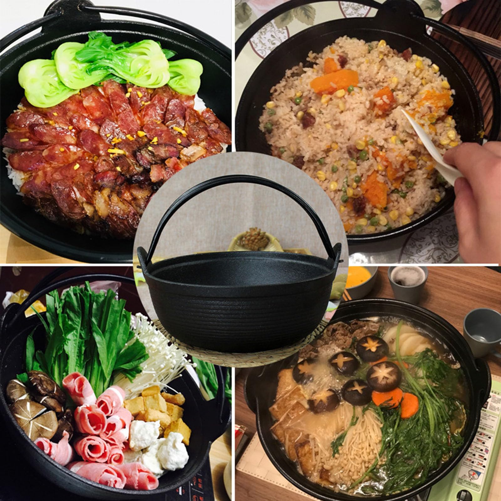 GFHVDC Cast Iron Nabe Sukiyaki Nabemono Hot Pot Outdoor Stove Steamer Cookware Stew Pot Japanese Nabe Pot Iron Pot Cast Iron Cooking Pot Hiking Cookware Small Hot Pot Outdoor Pot,1.7L