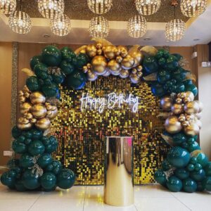 ADOINBY Green and Gold Balloon Arch Kit, 201Pcs Explosion Star Emerald Dark Green Metallic Gold Latex Balloon Garland kit, Different Size Balloons for Birthday Baby Shower Jungle Party Decoration