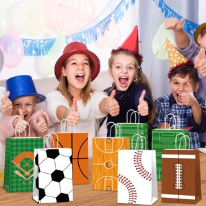 CHUNNIN 16pcs Sports Party Gift Bags Sports Birthday Party Decorations Sport Theme Party Candy Treat Bags Football Basketball Soccer Baseball Party Goodie Bags for Kids Birthday Party Favor Supplies