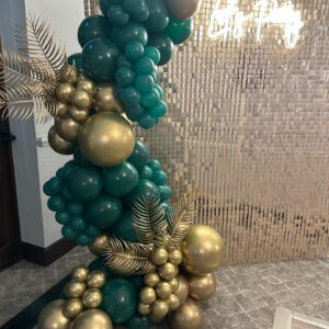 ADOINBY Green and Gold Balloon Arch Kit, 201Pcs Explosion Star Emerald Dark Green Metallic Gold Latex Balloon Garland kit, Different Size Balloons for Birthday Baby Shower Jungle Party Decoration