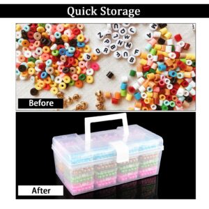 ZEVOFIUR Craft Organizer Upgraded 32 Piece Small Bead Organizer and Storage Plastic Box, Mini Clear Bead Organizer, Clear and Stackable with Label Stickers