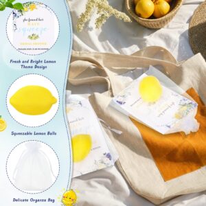 Foilswirl 48 Sets Lemon Themed Bridal Shower Party Gifts Lemon Foam Squeeze Stress Relief Balls with Cards and Organza Drawstring Bag Her Main Squeeze Wedding Game Prizes Gifts