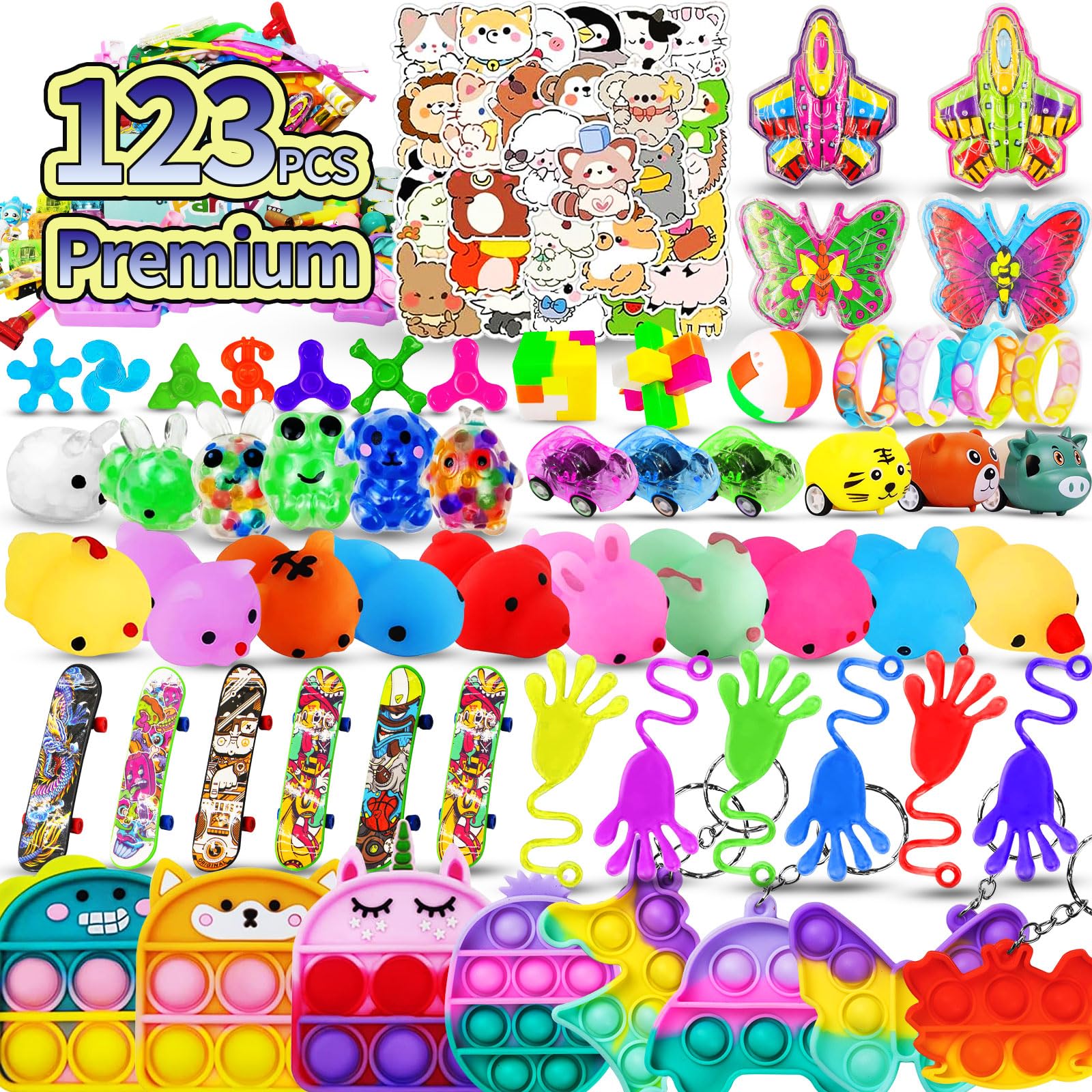 123 PCS Party Favors for Kids, Fidget Toys Bulk, Birthday Gifts Toys, Stocking Stuffers, Prize Treasure Box Toys for Classroom, Goodie Bags Stuffers, Pinata Filler, Carnival Prizes for Boys Girls 4-10