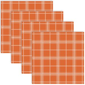 ​quera 50 pack fall buffalo plaid paper napkins orange autumn cocktail napkins tartan check scottish square disposable bar napkins for thanksgiving party, baby shower, celebration party