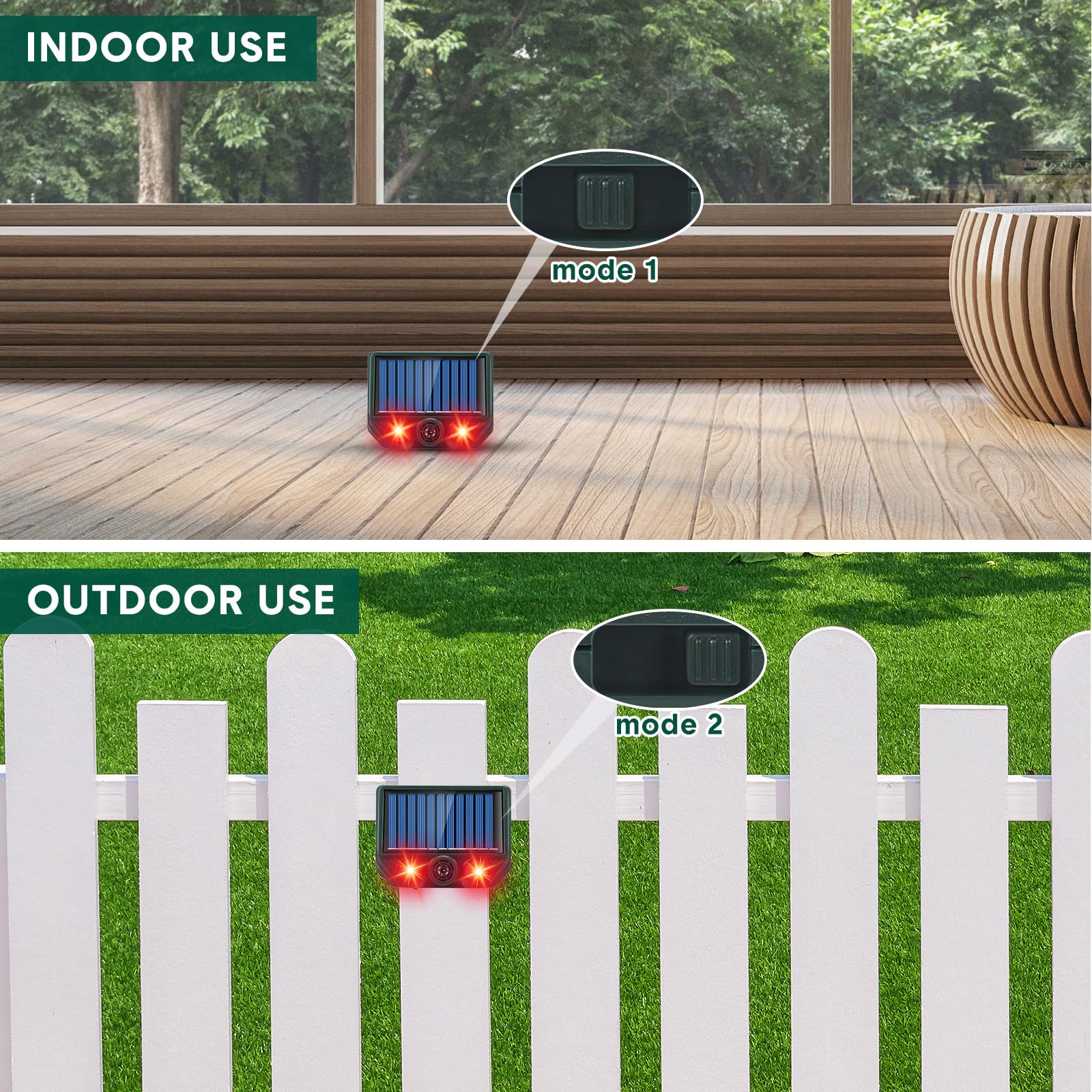 Qualirey 4 Pack Solar Ultrasonic Cat Repellent Outdoor Deer Repellent Devices with Strobe Flashing Light Waterproof Solar Animal Repeller Fox Deterrent for Wolves Dog Garden Yard