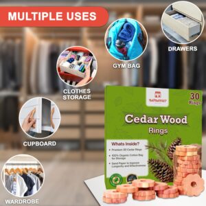 Raimarket Cedar Blocks for Clothes Storage - 30 Pack Cedar Chips Wood Flowers & Cedar for Closets, Wardrobe, Drawers & Shelves - Natural Aroma & Moisture Absorption