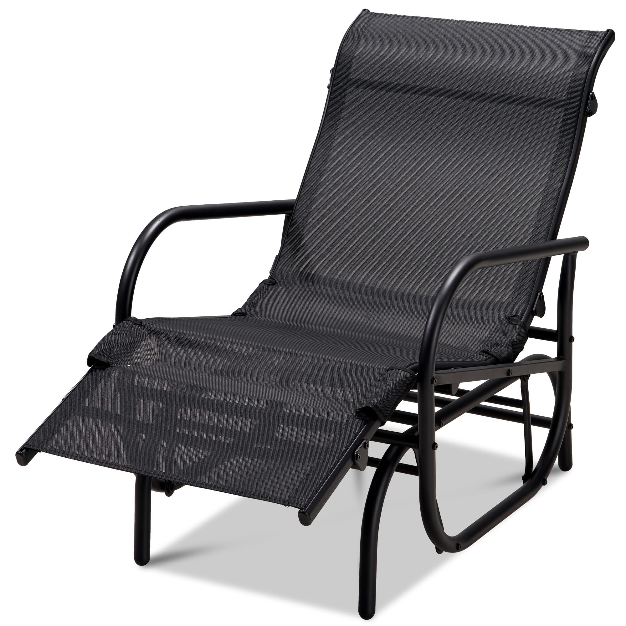 Spurgehom Outdoor Lounge Chair, Patio Recliner Lounge Chaise with Swing Glider Chaise Lounge for Patio, Lawn, Garden, Pool