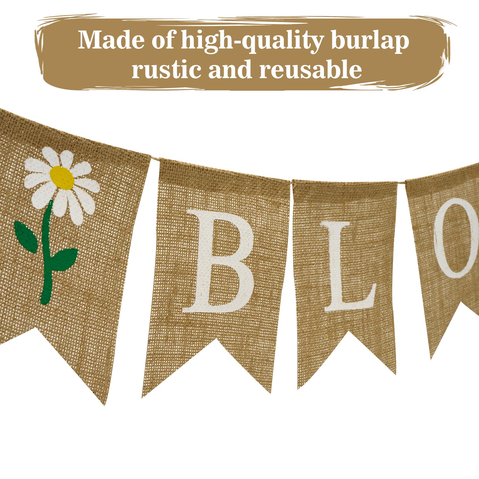 GCQQ Baby In Bloom Banner, No DIY Baby in Bloom Burlap Banner, Daisy Baby Bloom Banner, Rustic Baby In Bloom Banner for Baby Shower, Welcome Baby, Mommy to Be Party Supplies