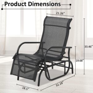 Spurgehom Outdoor Lounge Chair, Patio Recliner Lounge Chaise with Swing Glider Chaise Lounge for Patio, Lawn, Garden, Pool