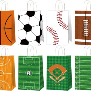 CHUNNIN 16pcs Sports Party Gift Bags Sports Birthday Party Decorations Sport Theme Party Candy Treat Bags Football Basketball Soccer Baseball Party Goodie Bags for Kids Birthday Party Favor Supplies