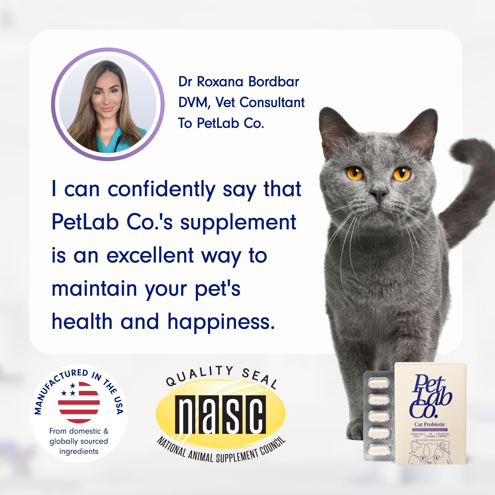 PetLab Co. Probiotics for Cats, Support Gut Health, Occasional Diarrhea, Digestive Health & Immune Support - Easy to Use - 30 Count