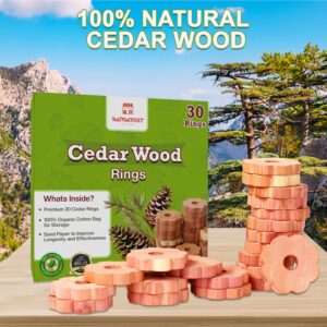 Raimarket Cedar Blocks for Clothes Storage - 30 Pack Cedar Chips Wood Flowers & Cedar for Closets, Wardrobe, Drawers & Shelves - Natural Aroma & Moisture Absorption