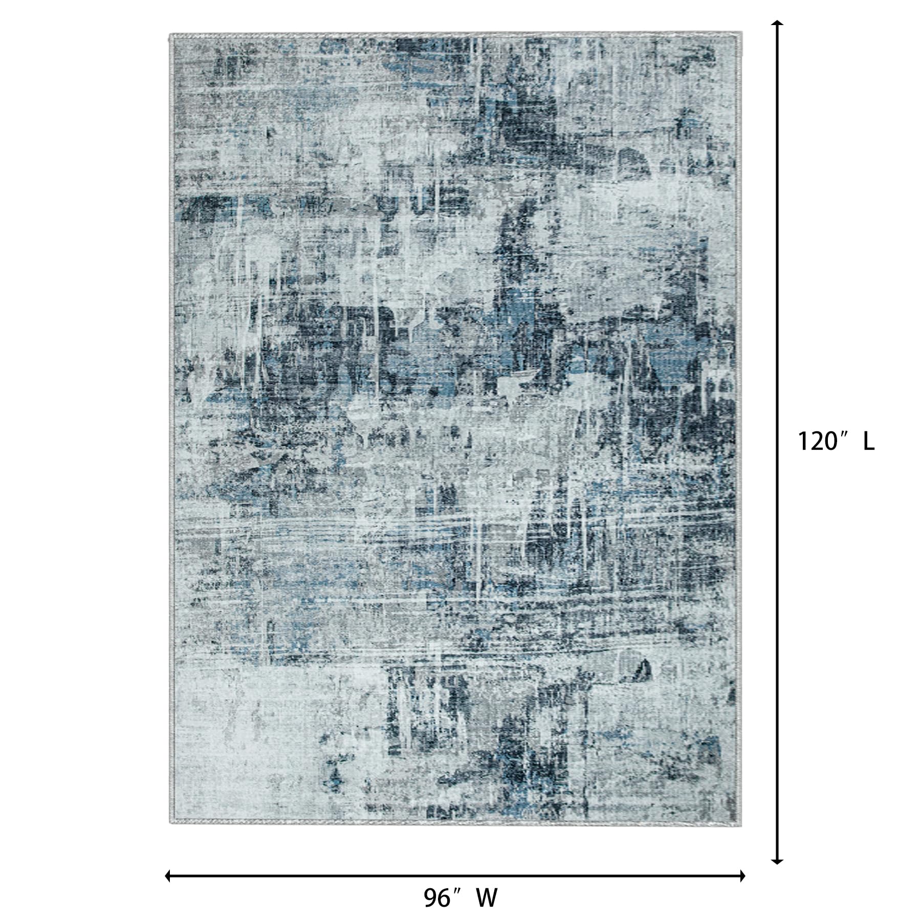 Area Rugs 8x10 Living Room Rug: Large Modern Abstract Soft Rug Non-Slip, Washable Low Pile Floor Carpet for Bedroom, Kitchen, Dining Table Home Office (Blue, 8'x10')