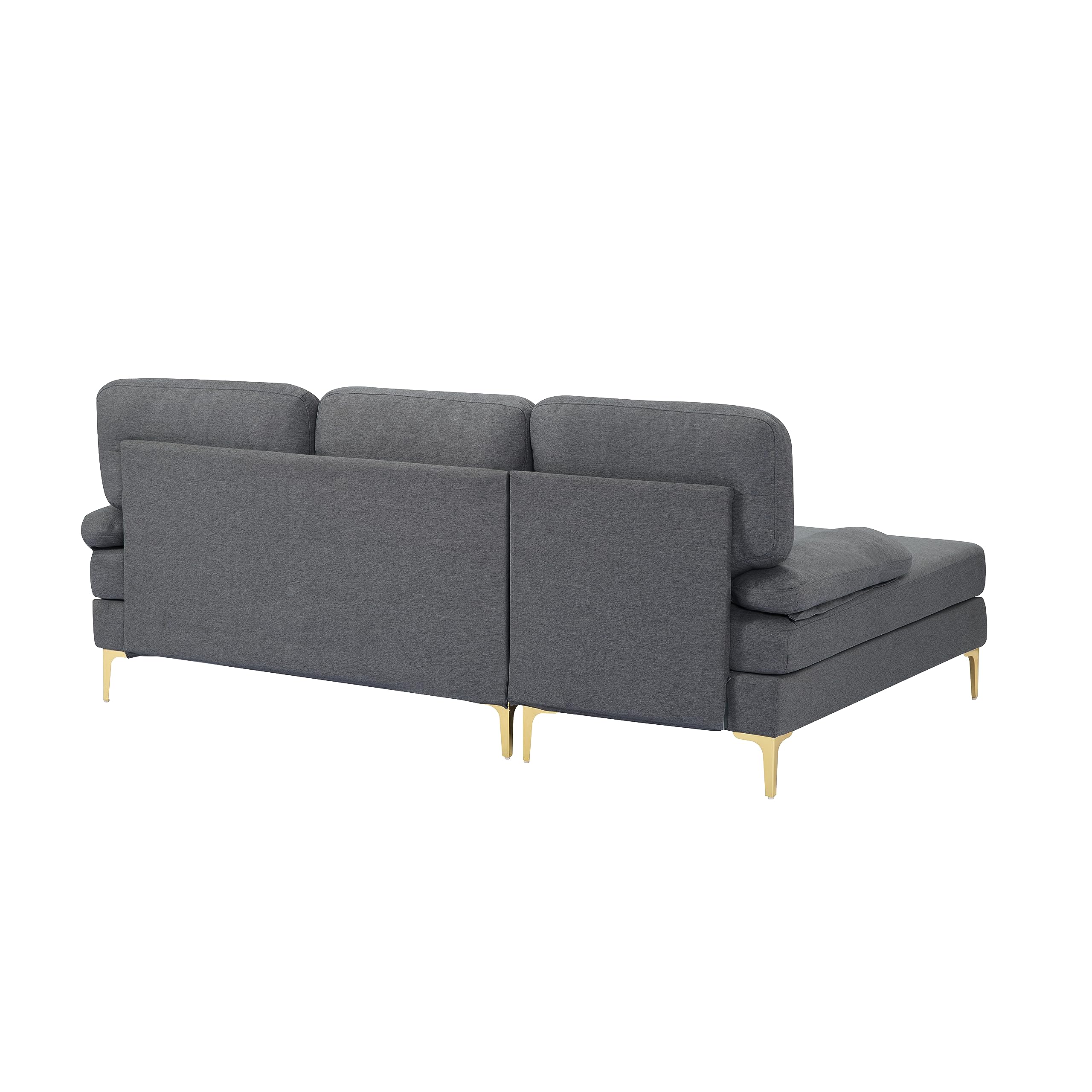 SONGG 79.5" L-Shape Convertible Sectional Sofa with Extra Wide Chaise Lounge, Metal Legs, 3-Seat Upholstered Couch w/Two Detachable Armrest Pillows for Small Space, Living Room, Apartment, Office