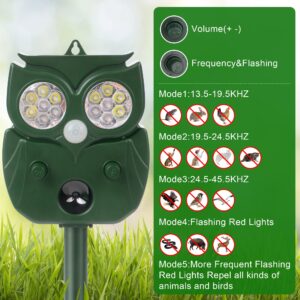 Ultrasonic Solar Animal Repellent - Waterproof Outdoor Pest Repellent for Mouse, Snake, Stray Cat, Dogs, Deers, Squirrels