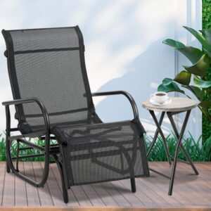 Spurgehom Outdoor Lounge Chair, Patio Recliner Lounge Chaise with Swing Glider Chaise Lounge for Patio, Lawn, Garden, Pool