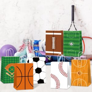 CHUNNIN 16pcs Sports Party Gift Bags Sports Birthday Party Decorations Sport Theme Party Candy Treat Bags Football Basketball Soccer Baseball Party Goodie Bags for Kids Birthday Party Favor Supplies