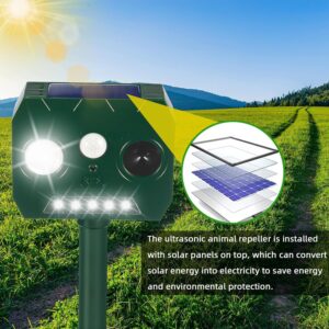 4Pcs Ultrasonic Animal Repellent Cat Repellent Outdoor Solar Animal Repellent with Motion Detection&LED Flash Lights Squirrel Repellent to Repel Deer Raccoon Bird Rabbit Skunk Repellent for Yard (4)