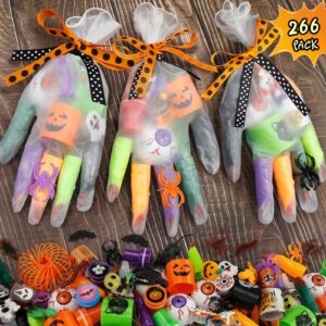 moredots halloween party favors - 24 pack (266pcs) gloves stuffed toys bulk, non-candy halloween treat bag fillers, for school classroom kids toddlers boys girls prizes party supplies