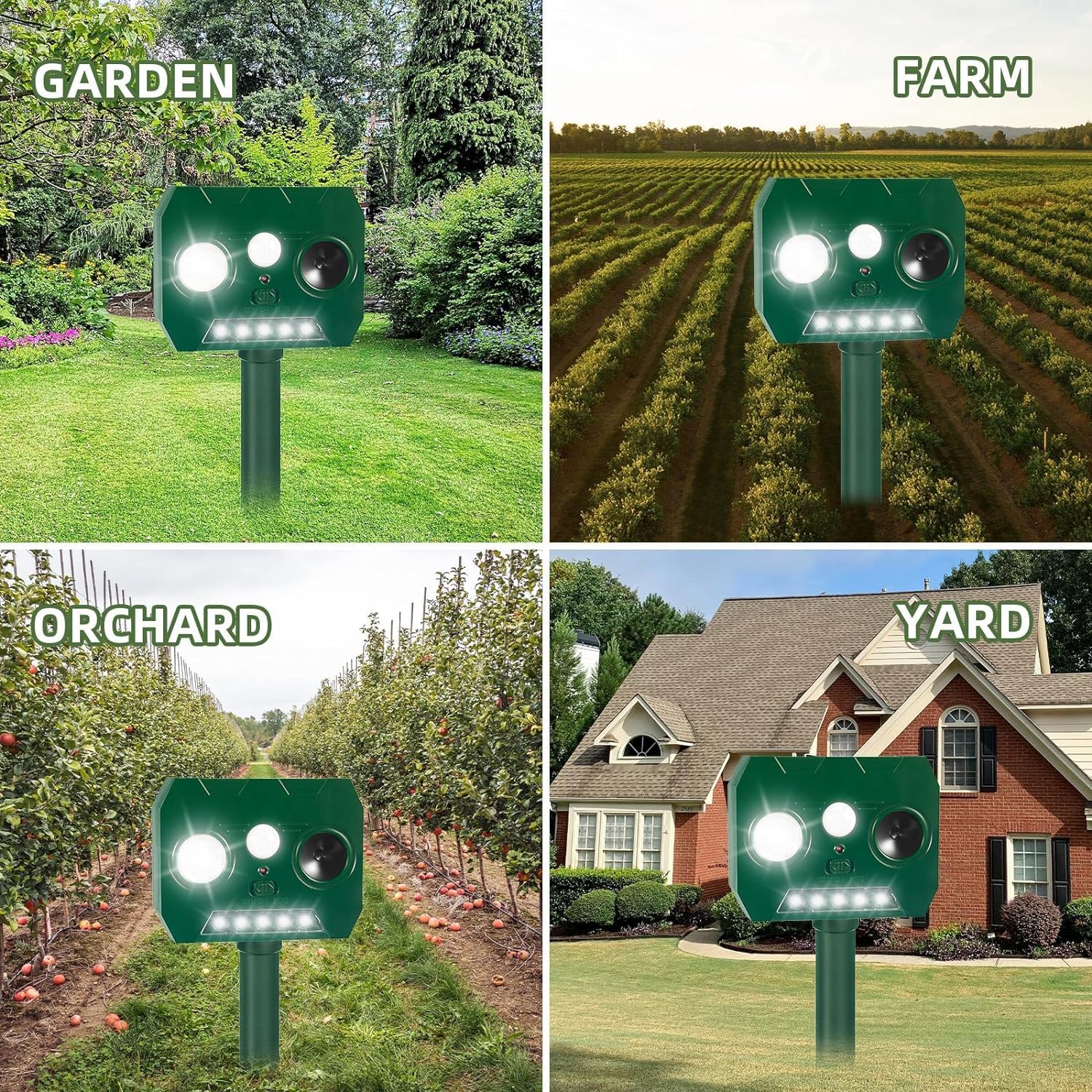 4Pcs Ultrasonic Animal Repellent Cat Repellent Outdoor Solar Animal Repellent with Motion Detection&LED Flash Lights Squirrel Repellent to Repel Deer Raccoon Bird Rabbit Skunk Repellent for Yard (4)