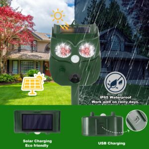 Ultrasonic Solar Animal Repellent - Waterproof Outdoor Pest Repellent for Mouse, Snake, Stray Cat, Dogs, Deers, Squirrels