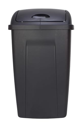 GGlzxfnc 13 Gallon Trash Can, Plastic Swing Top Kitchen Garbage Trash Can, Black