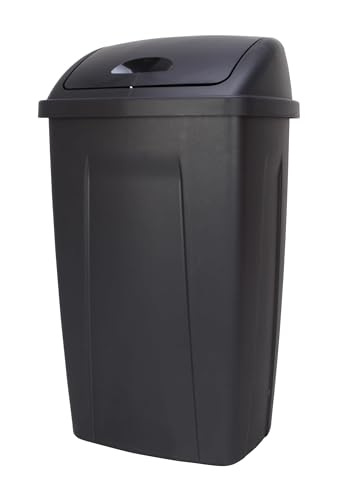 GGlzxfnc 13 Gallon Trash Can, Plastic Swing Top Kitchen Garbage Trash Can, Black