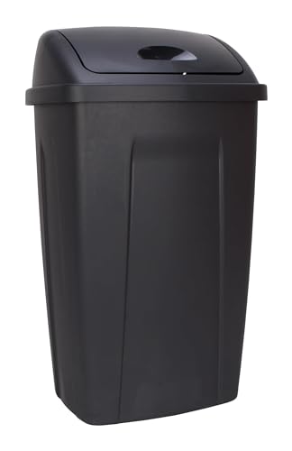 GGlzxfnc 13 Gallon Trash Can, Plastic Swing Top Kitchen Garbage Trash Can, Black