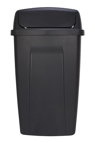 GGlzxfnc 13 Gallon Trash Can, Plastic Swing Top Kitchen Garbage Trash Can, Black