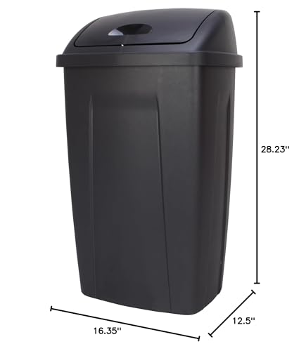 GGlzxfnc 13 Gallon Trash Can, Plastic Swing Top Kitchen Garbage Trash Can, Black