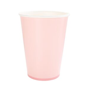 bonjour fete light pink premium paper party cups, | disposable cups for baby shower, princess theme, bridal shower, happy birthday decorations | party supplies decorations, pack of 8, 12oz