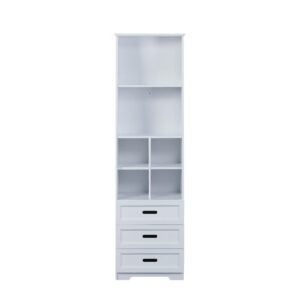 GOWE Kids Funnel White Bookcase Book Shelf Storage Unit with Book Display/Organizer Drawers - Classic White Color