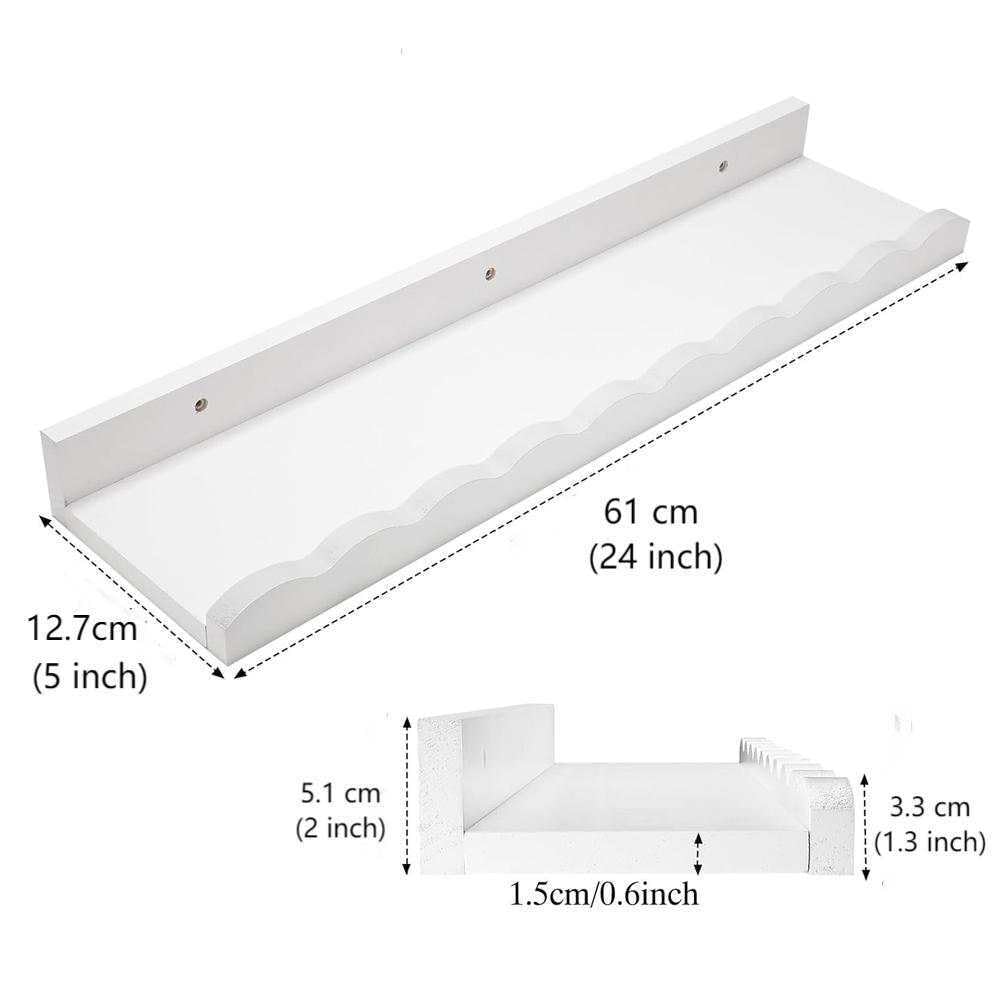 Generic Set of 2 - White Floating Shelves, Picture Ledge Shelf for Wall Decor and Storage - Perfect for Books, Photo Frames, Kitchen Spice Rack, Natural Wood, FT052024