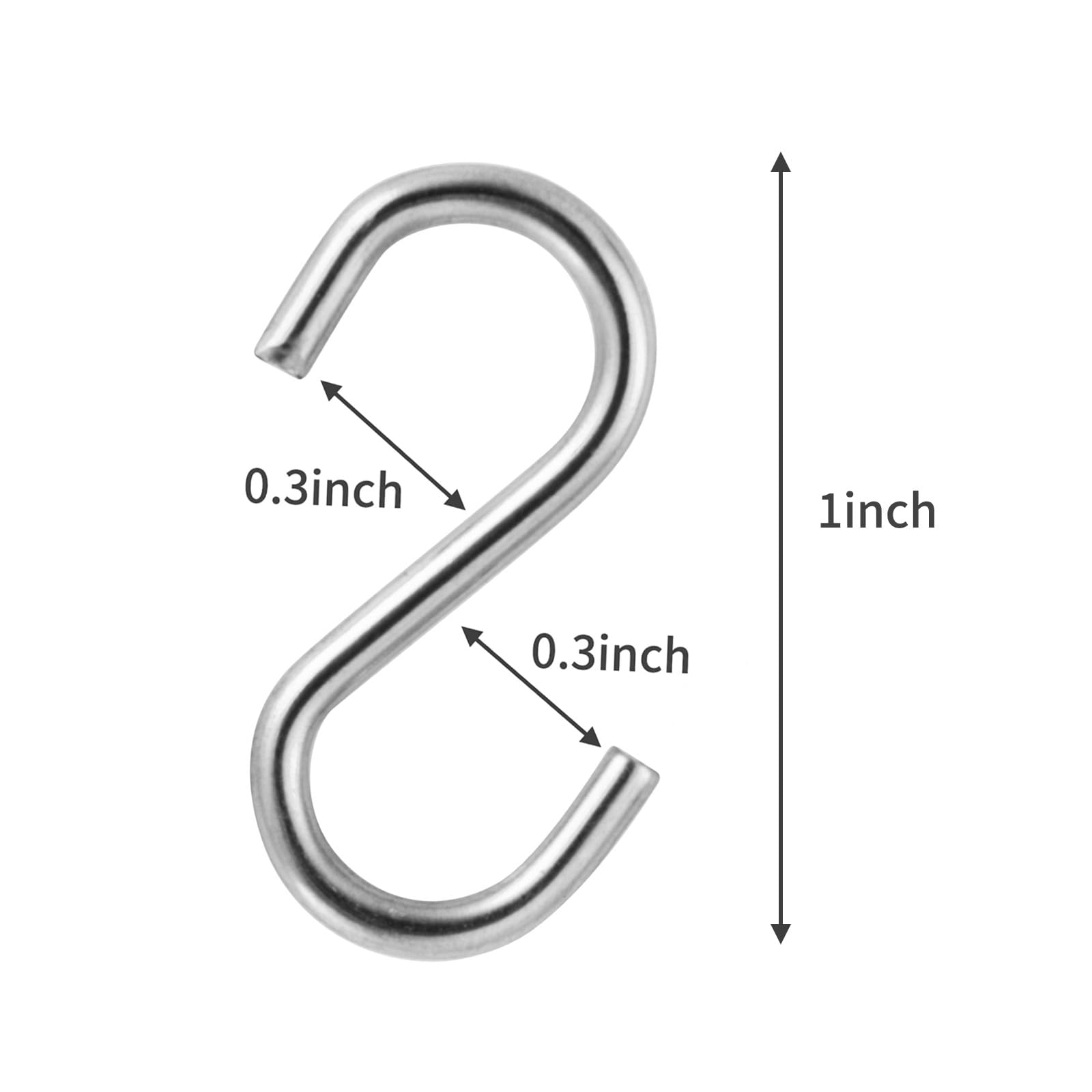 200Pcs Mini S Hook 1 Inch Small Stainless Steel Hanger Ornament DIY S Shaped Metal for Jewelry S- Connectors Wire Hardware Key Ring Chain Hanging Doll House Crafts Pet Name Towel Lure and Assemble